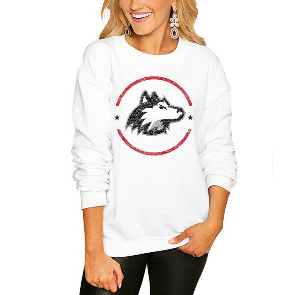 ゲームデイ レディース パーカー・スウェットシャツ アウター Northern Illinois Huskies Women's End Zone Pullover Sweatshirt White