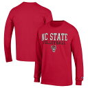 チャンピオン メンズ Tシャツ トップス NC State Wolfpack Champion Stack Logo Volleyball Powerblend Long Sleeve TShirt Red 1