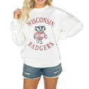ゲームデイ レディース パーカー・スウェットシャツ アウター Wisconsin Badgers Gameday Couture Women's Good Vibes Premium Fleece Drop Shoulder Pullover Sweatshirt White