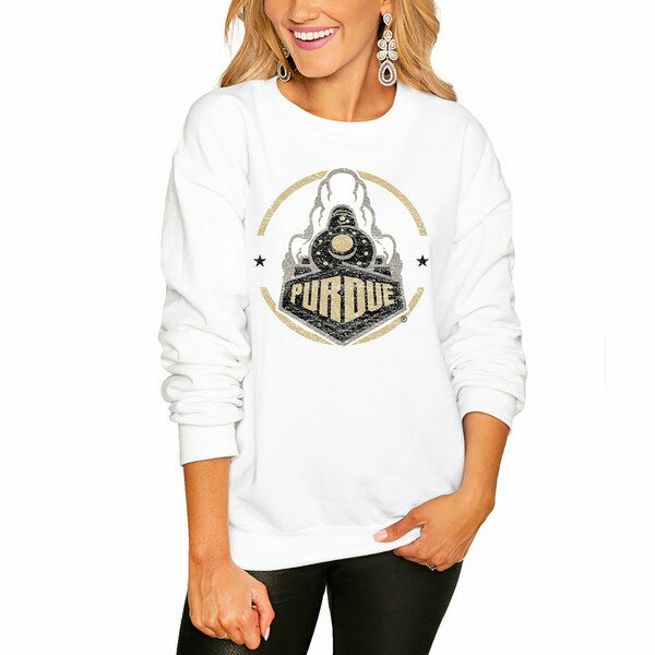 ゲームデイ レディース パーカー・スウェットシャツ アウター Purdue Boilermakers Women's End Zone Pullover Sweatshirt White