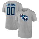 ファナティクス メンズ Tシャツ トップス Tennessee Titans Fanatics Branded Team Authentic Custom TShirt Heathered Gray