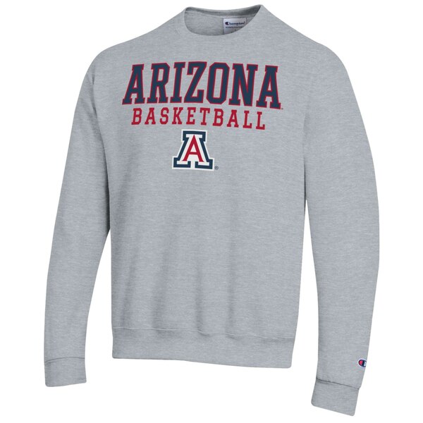 チャンピオン メンズ パーカー スウェットシャツ アウター Arizona Wildcats Champion Basketball Stack Pullover Crewneck Sweatshirt Heather Gray