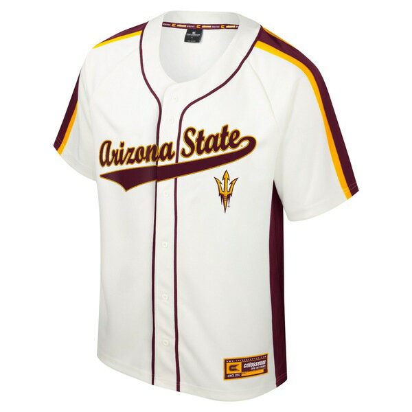 コロシアム メンズ ユニフォーム トップス Arizona State Sun Devils Colosseum Ruth ButtonUp Baseball Jersey Cream