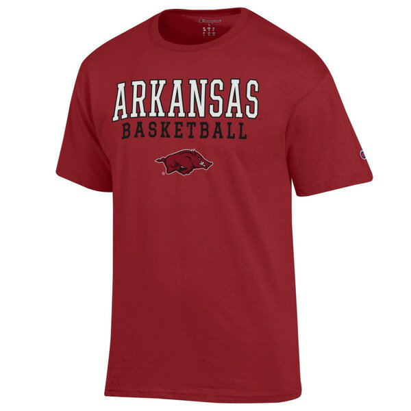 チャンピオン メンズ Tシャツ トップス Arkansas Razorbacks Champion Basketball Stack TShirt Cardinal