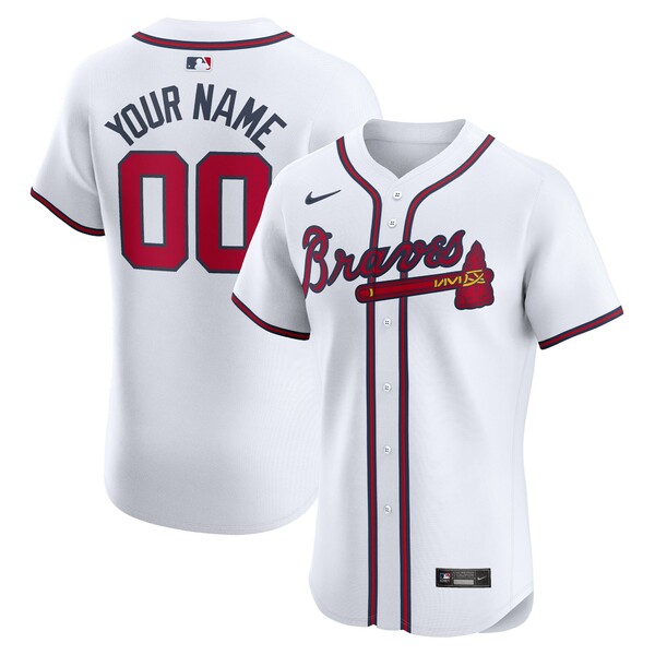 ʥ  ˥ե ȥåץ Atlanta Braves Nike Home Elite Custom Jersey White