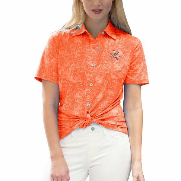 ビンテージアパレル レディース シャツ トップス Virginia Cavaliers Women's Vansport Pro Maui ButtonUp Shirt Orange