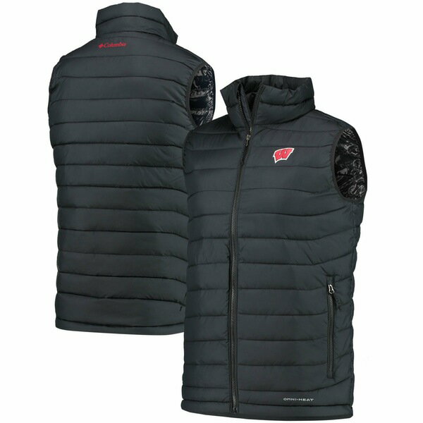 コロンビア メンズ ジャケット＆ブルゾン アウター Wisconsin Badgers Columbia Powder Lite OmniHeat Reflective FullZip Vest Black