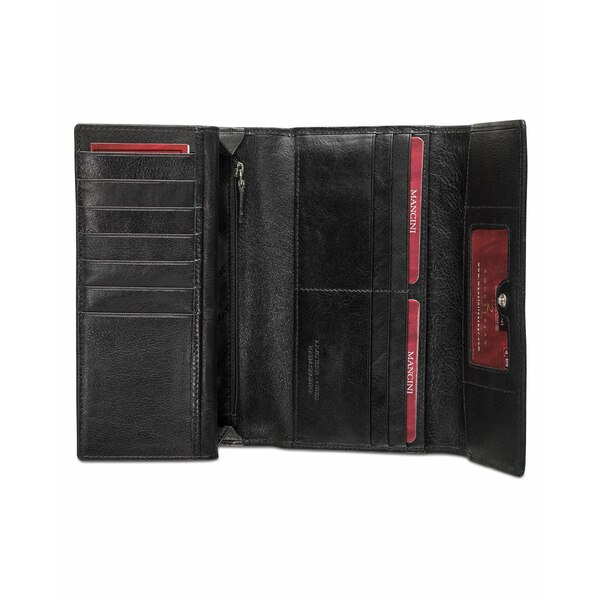 マンシーニ レディース 財布 アクセサリー Equestrian-2 Collection RFID Secure Trifold Checkbook Wallet Black