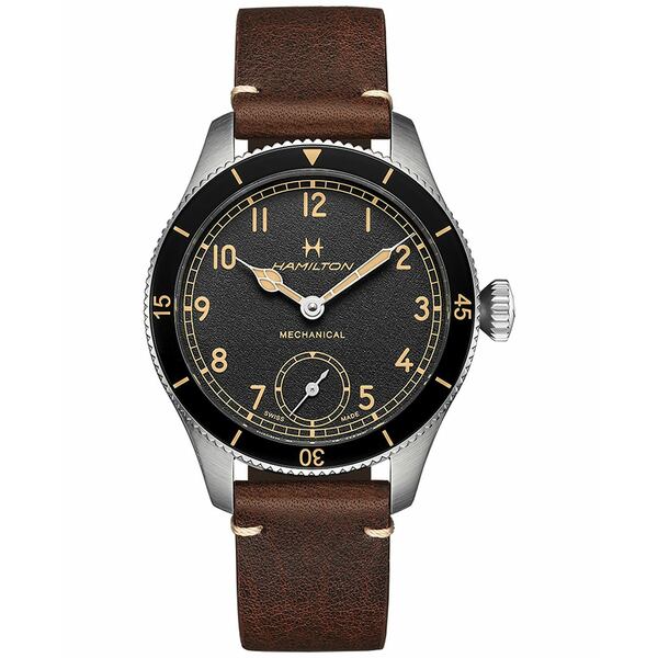 ハミルトン カーキ 腕時計（レディース） ハミルトン レディース 腕時計 アクセサリー Men's Khaki Aviation Pioneer Brown Leather Strap Watch 43mm Brown