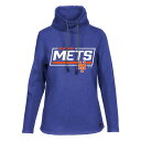 レベルウェア レディース パーカー・スウェットシャツ アウター New York Mets Levelwear Women's Loop Fleece Scuba Neck Pullover Hoodie Royal