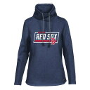 レベルウェア レディース パーカー・スウェットシャツ アウター Boston Red Sox Levelwear Women's Loop Fleece Scuba Neck Pullover Hoodie Navy