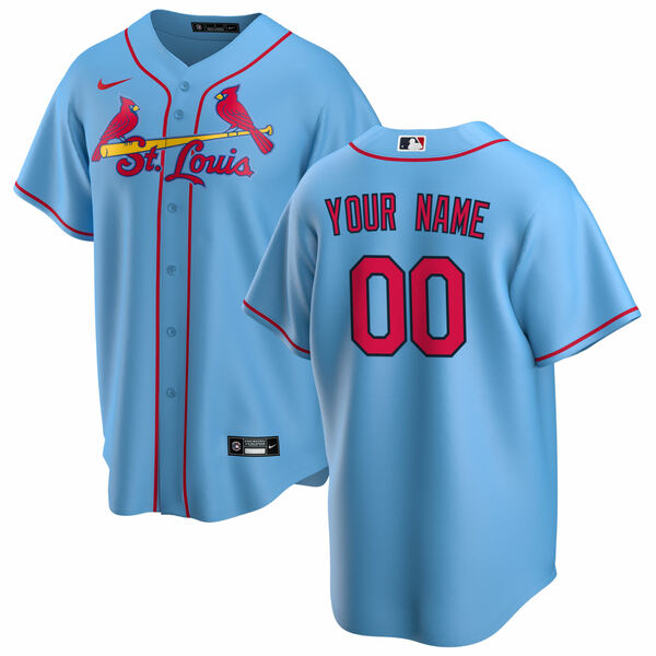 ナイキ メンズ ユニフォーム トップス St. Louis Cardinals Nike Alternate Replica Custom Jersey Light Blue