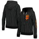 ニューエラ レディース パーカー・スウェットシャツ アウター San Francisco Giants New Era Women's Pinstripe TriBlend FullZip Jacket Black