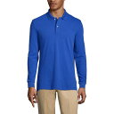 ランズエンド メンズ ポロシャツ トップス Men's School Uniform Long Sleeve Mesh Polo Shirt Cobalt