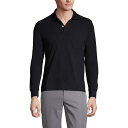 ランズエンド メンズ ポロシャツ トップス Men's School Uniform Long Sleeve Mesh Polo Shirt Black(4)