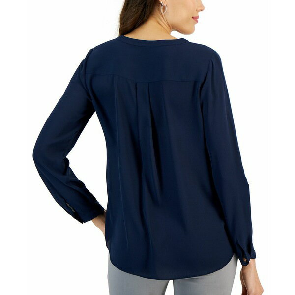 ジェイエムコレクション レディース カットソー トップス Women 039 s Long Sleeve Utility Top, Created for Macy 039 s Intrepid Blue