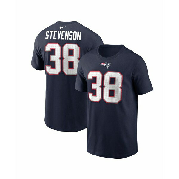 ナイキ メンズ シャツ トップス Men's Rhamondre Stevenson Navy New England Patriots Player Name and Number T-shirt Navy