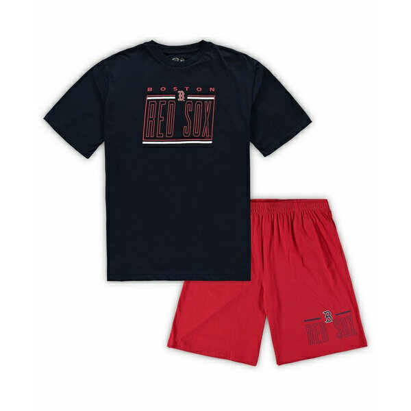 コンセプトスポーツ メンズ Tシャツ トップス Men's Navy, Red Boston Red Sox Big and Tall T-shirt and Shorts Sleep Set Navy, Red