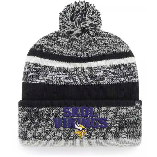 フォーティーセブン メンズ 帽子 アクセサリー '47 Adult Minnesota Vikings Black Skol Knit Beanie - フォーティーセブン メンズ 帽子 アクセサリー '47 Adult Minnesota Vikings Black Skol Knit Beanie -