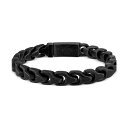 ブロバ メンズ ブレスレット・バングル・アンクレット アクセサリー Men's Link Bracelet in Black-Plated Stainless Steel Na(4)