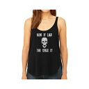 エルエーポップアート レディース カットソー トップス Women's Premium Word Art Flowy Tank Top- Ride It Like You Stole It Black