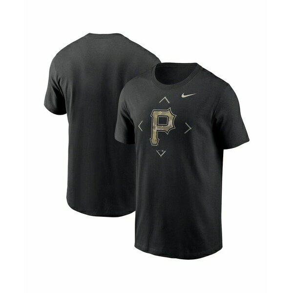 ʥ   ȥåץ Men's Black Pittsburgh Pirates Camo Logo T-shirt Blac...