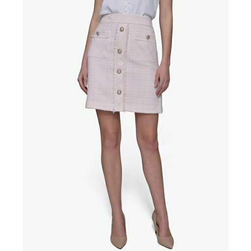 カールラガーフェルド レディース スカート ボトムス Women's Button-Front Tweed Skirt Parfait Pink/ Soft White カールラガーフェルド レディース スカート ボトムス Women's Button-Front Tweed Skirt Parfait Pink/ Soft White