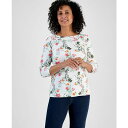 スタイルアンドコー レディース カットソー トップス Plus Size Printed 3/4-Sleeve Knit Top, Exclusively at Macy's Floating White(4)