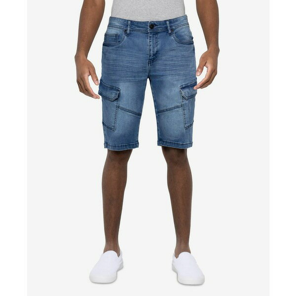 エックスレイ メンズ カジュアルパンツ ボトムス Men's 12" Denim Cargo Shorts Medium blue wash