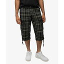 エックスレイ メンズ カジュアルパンツ ボトムス Men's Belted Capri Cargo Shorts Plaid Black