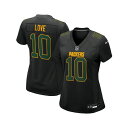 ナイキ レディース カットソー トップス Women's Jordan Love Black Green Bay Packers Fashion Game Jersey Black(4)