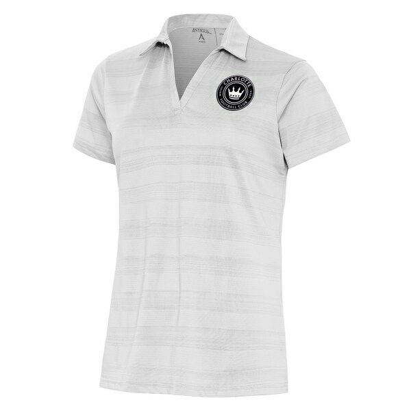 アンティグア レディース ポロシャツ トップス Charlotte FC Antigua Women's Brushed Metallic Logo Compass Polo White