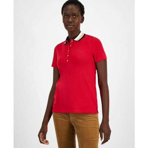 トミー ヒルフィガー レディース ポロシャツ トップス Women's Glitter-Collar Polo Shirt Chili Pepp トミー ヒルフィガー レディース ポロシャツ トップス Women's Glitter-Collar Polo Shirt Chili Pepp