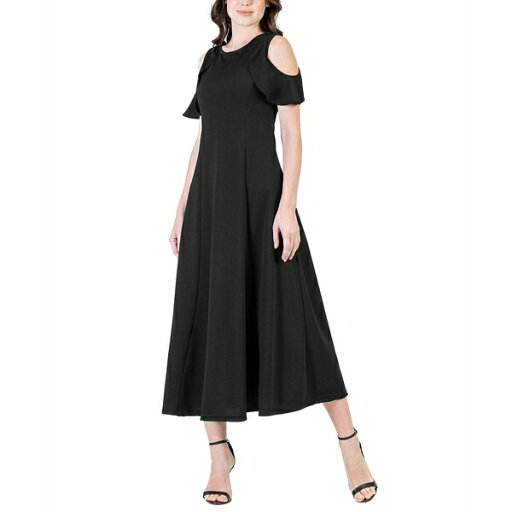 24セブンコンフォート レディース ワンピース トップス Ruffle Cold Shoulder A Line Maxi Dress Black 24セブンコンフォート レディース ワンピース トップス Ruffle Cold Shoulder A Line Maxi Dress Black