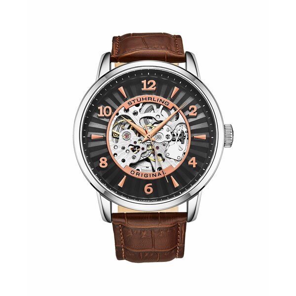 スターリング メンズ 腕時計 アクセサリー Men's Brown Leather Strap Watch 48mm Brown