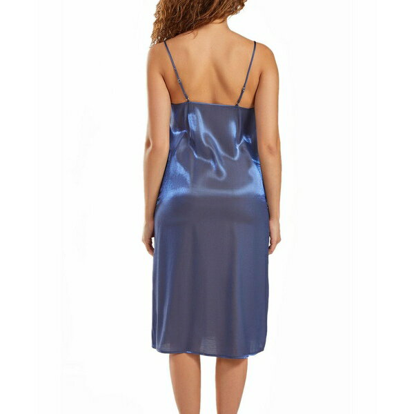 アイコレクション レディース ワンピース トップス Skyler Plus Size Irredesant Satin Dress with Adjustable Straps Blue