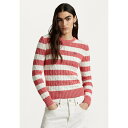 ラルフローレン レディース ニット&セーター アウター STRIPED CABLE-KNIT COTTON SWEATER - Jumper - red sky...