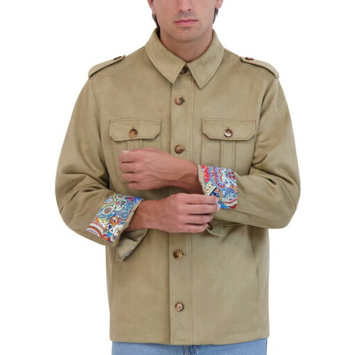 ロバートグラハム メンズ ジャケット&ブルゾン アウター Men's Faux Suede Utility Overshirt Jacket Tan ロバートグラハム メンズ ジャケット&ブルゾン アウター Men's Faux Suede Utility Overshirt Jacket Tan