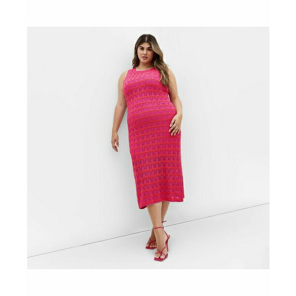 シティーシック レディース ワンピース トップス Women's Crochet Stripe Dress Pink stripe