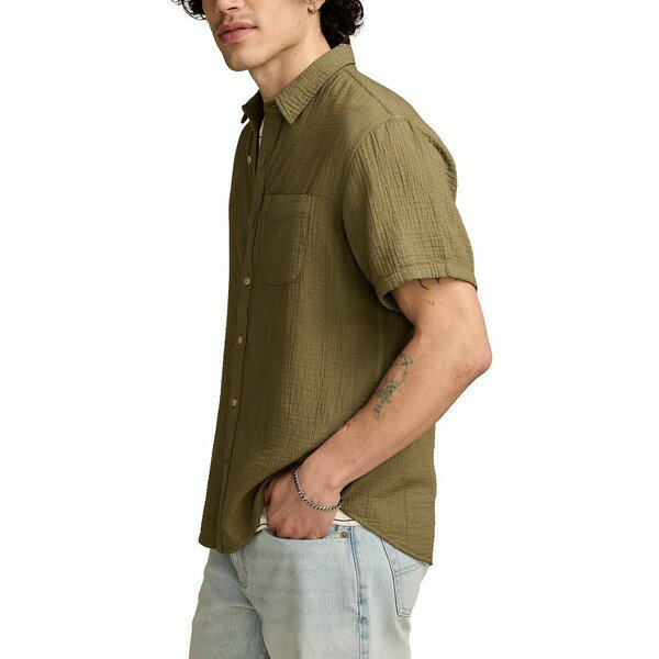 ラッキーブランド メンズ シャツ トップス Men's Double Gauze Short Sleeve Shirt Deep lichen green