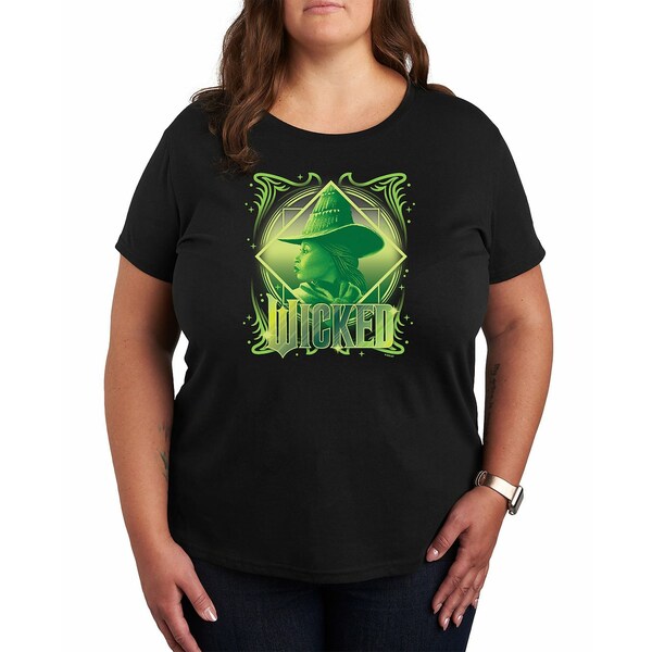 ハイブリッド アパレル レディース カットソー トップス Plus Size Wicked Elphaba Graphic Crew Neck T-Shirt Black(4)