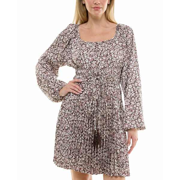 テイラー レディース ワンピース トップス Women's Pleated Long-Sleeve A-Line Dress Dark Mauve Powder