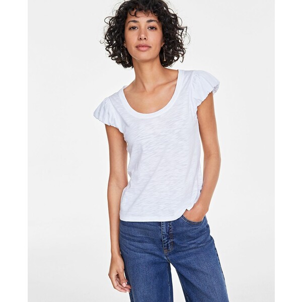 オン サーティフォース レディース カットソー トップス Women's Bubble-Sleeve Scoop-Neck T-Shirt, C..