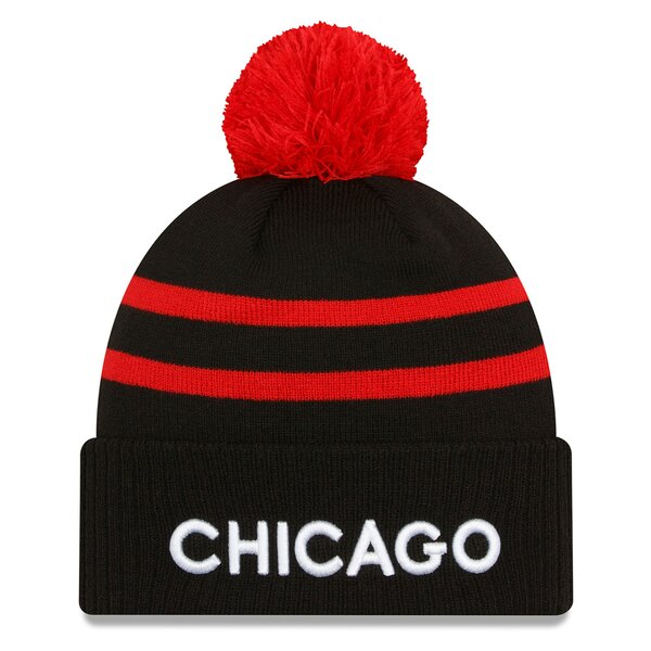 ニューエラ メンズ 帽子 アクセサリー Chicago Bulls New Era 2023/24 City Edition Cuffed Pom Knit Hat Black