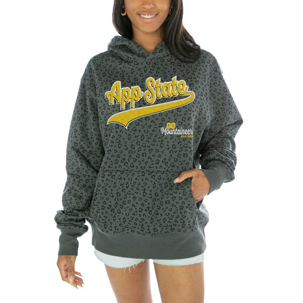 ゲームデイ レディース パーカー・スウェットシャツ アウター Appalachian State Mountaineers Gameday Couture Women's Fierce Force Leopard Print Pullover Hoodie Black