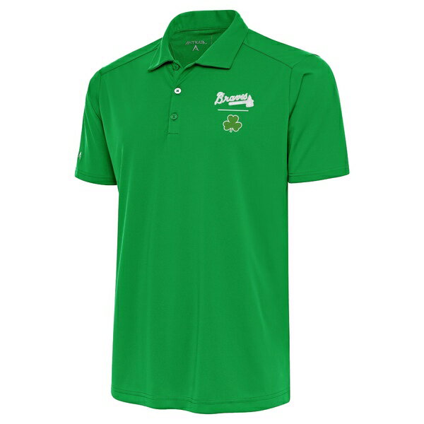 AeBOA Y |Vc gbvX Atlanta Braves Antigua Shamrock Tribute Polo Kelly Green