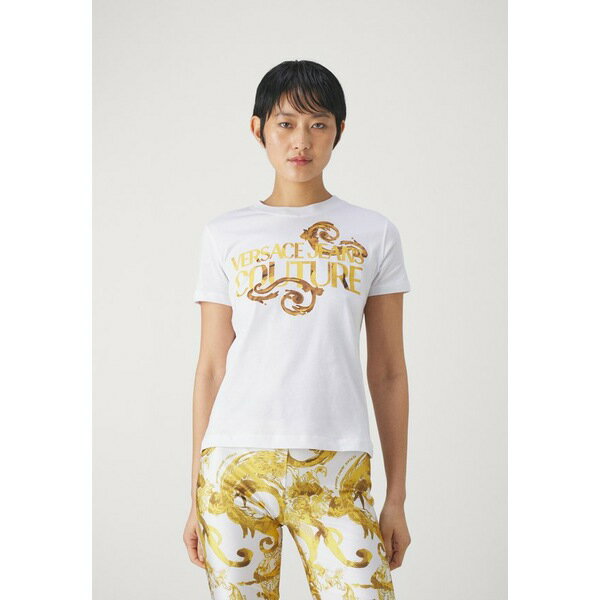 ベルサーチ レディース Tシャツ トップス LOGO WATERCOLOR - Print T-shirt - white/gold