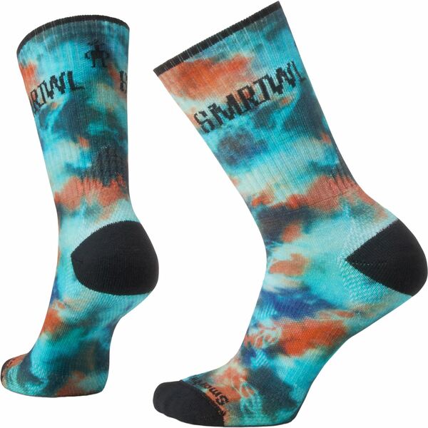 X}[gE[ Y C A_[EFA Smartwool Men's Athletic Far Out Tie Dye Print Targeted Cushion Crew Socks Capri