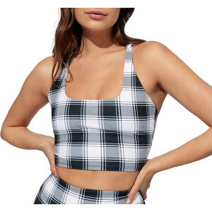 イレブン・バイ・ビーナス・ウィリアムズ レディース カットソー トップス EleVen by Venus Williams Women's One More Time Cropped Tank Top Black/White Plaid