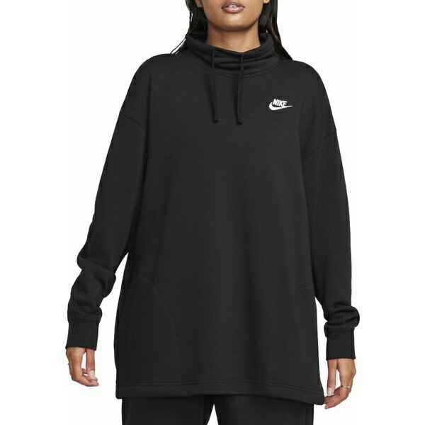 iCL fB[X p[J[EXEFbgVc AE^[ Nike Women's Club Fleece Mock Neck Oversized Hoodie Black